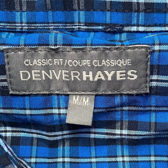 Denver Hayes plaid blue short sleeve button down shirt /Classic Fit- size Medium - Picture 2 of 6
